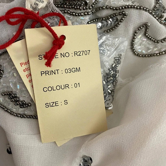 RAGA White Sheer Silver‎ Sequin Beaded Dress - Picture 11 of 12